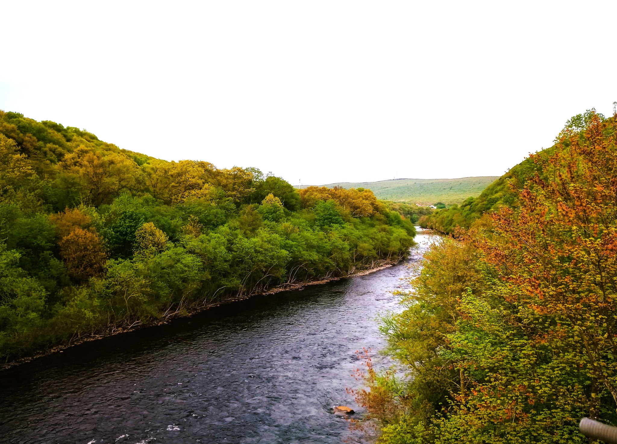 The Lehigh River winding through wooded hillsides in autumn